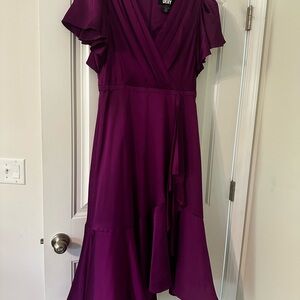 DKNY Purple High Low Wrap Sundress